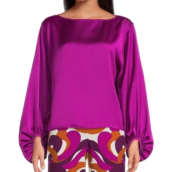 Trina Turk Tops - NWOT Trina Turk Magenta Satin Blouse
